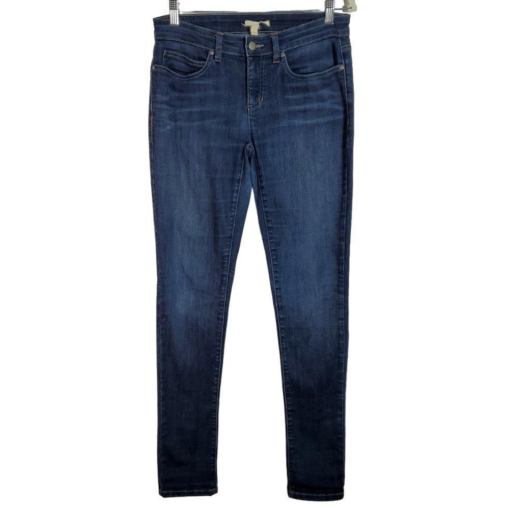 Eileen‎ Fisher Womens Mid Rise Skinny Jeans Size 4 Dark Wash Lightweight Stretch